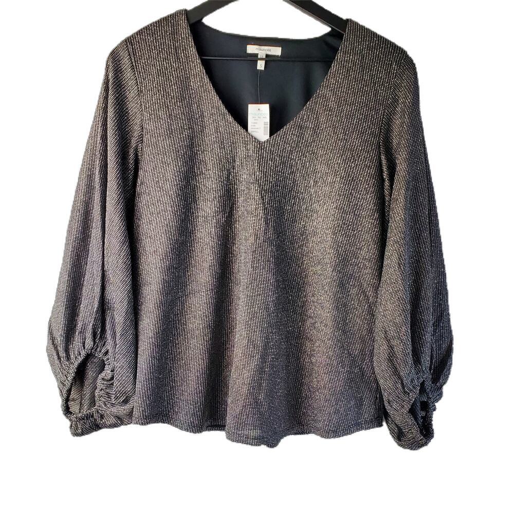 Maurices‎ Metallic Sparkly Oversized V-Neck Blouse Size S NWT